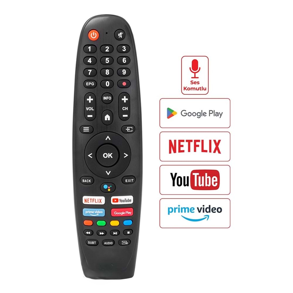 ONVO-PROFİLO-SABA* NETFLIX-YOUTUBE-GOOGLE PLAY-PRIME VIDEO TUŞLU SES KOMUTLU LCD-LED TV KUMANDA