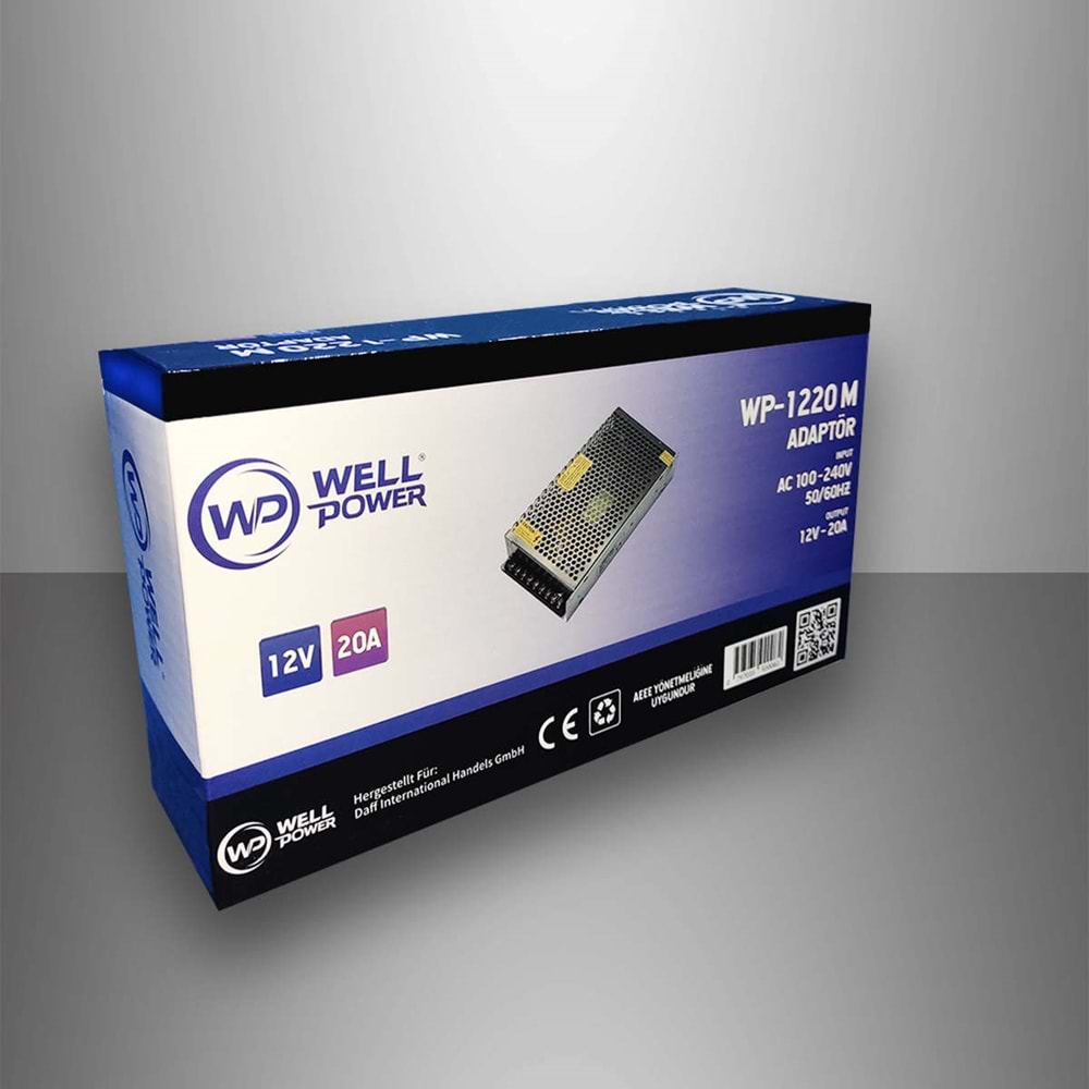Wellpower WP-1220M* 12V 20A Metal Kasa Adaptör