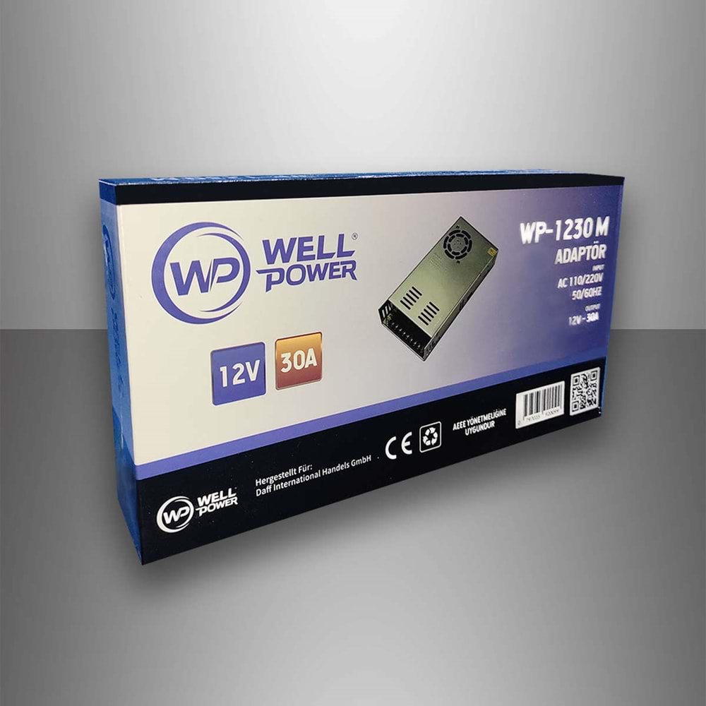 Wellpower 12V 30A Metal Kasa Adaptör