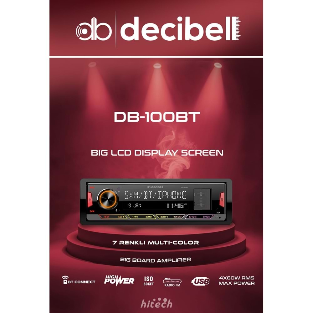 Desibell DB-100BT 4X60 Watt Oto Teyp