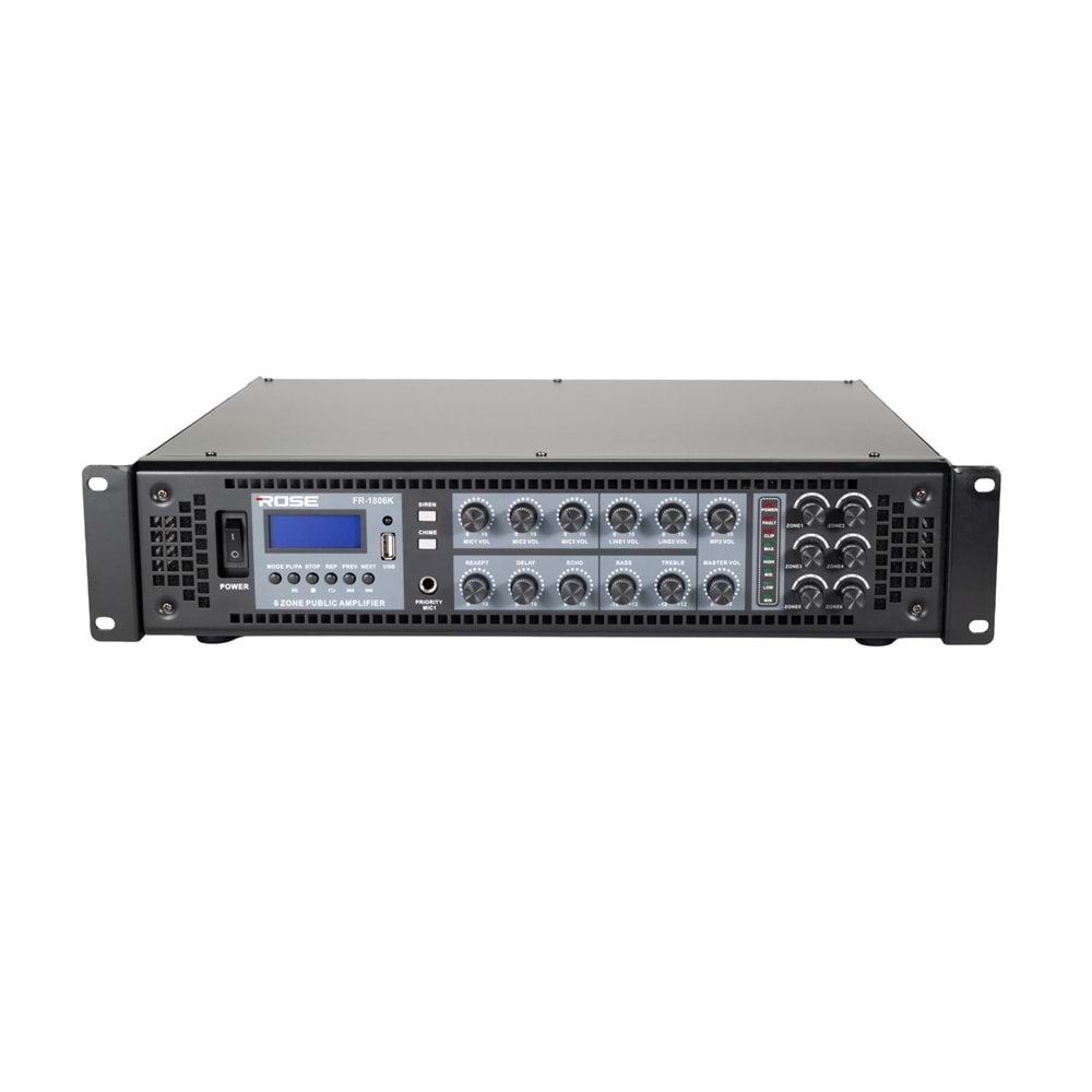 ROSE FR-1806K 400 WATT-6 ZONE MONO AMFİ