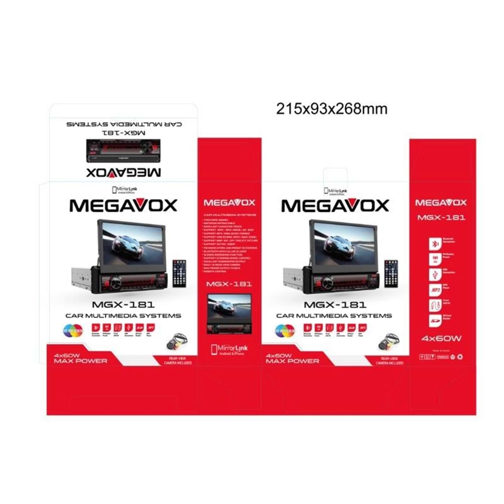 Megavox MGX-181 İndash 4*60 Watt 7 Renk Oto Teyp