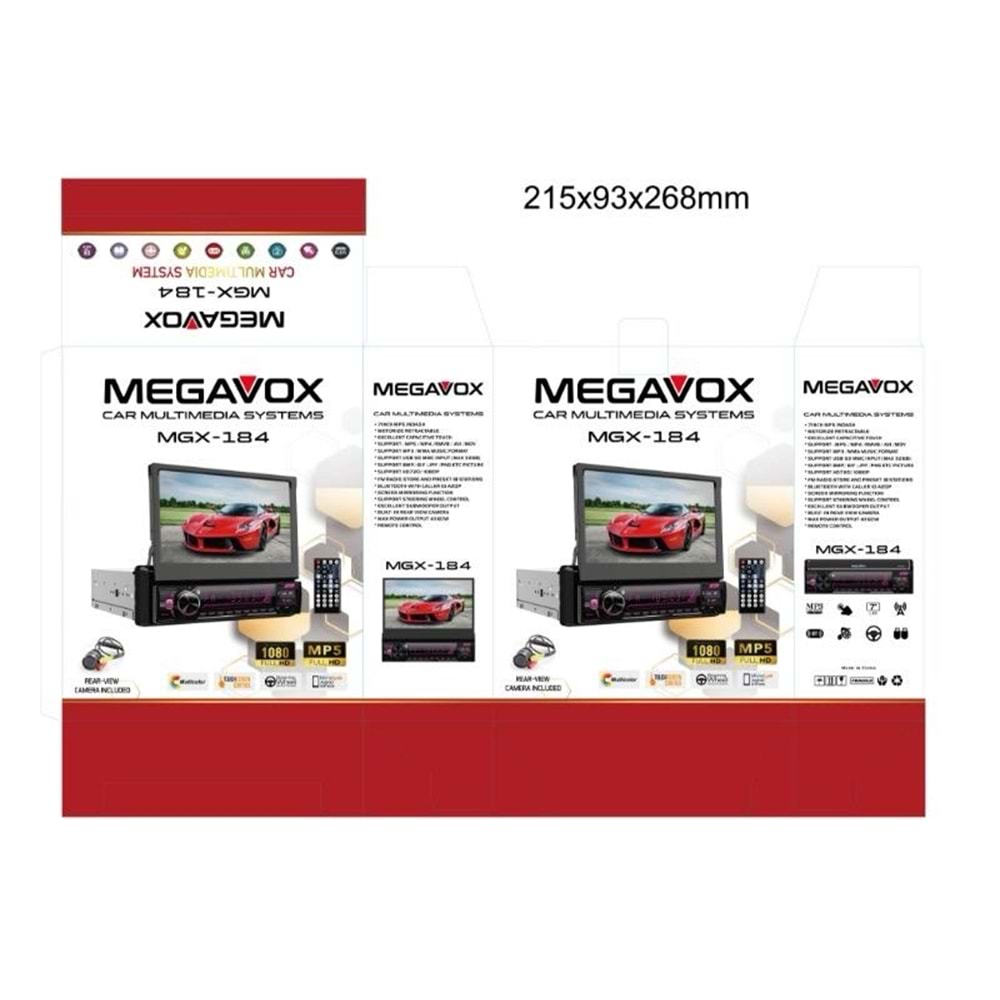 Megavox MGX-184 İndash 4*60 Watt 7 Renk Oto Teyp