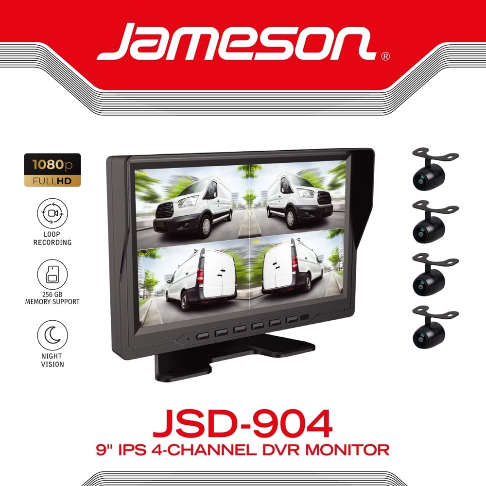 Jameson JSD-904 9 İnç 4 Kanal Araç Kamera