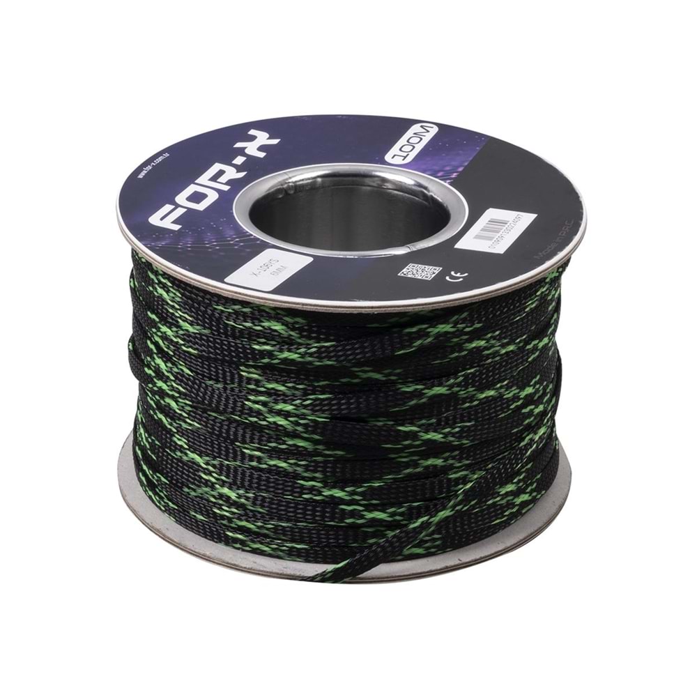 For-x X-106YS 6mm Yeşil Siyah Kablo Çorabı 100m