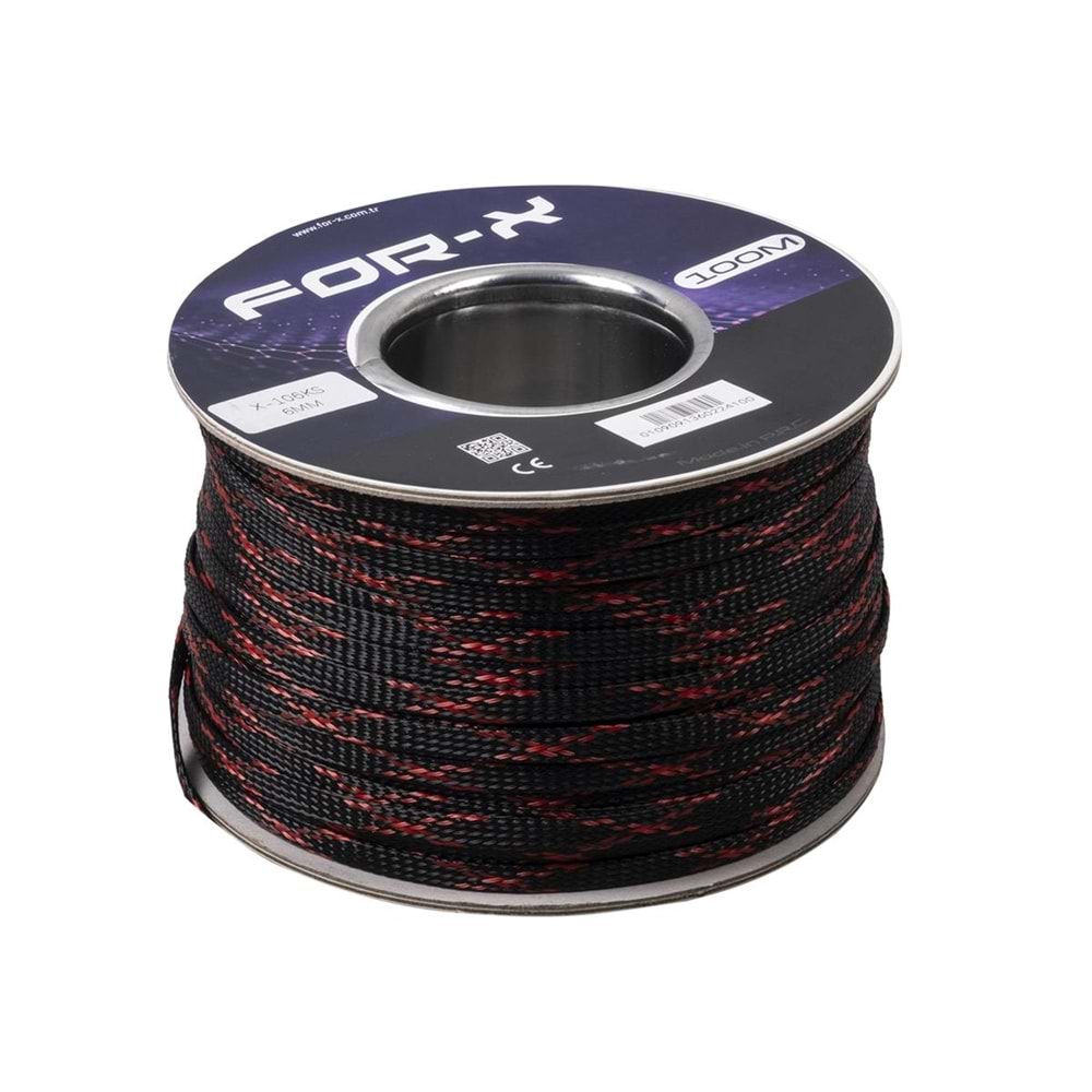 For-x X-106KS 6mm Kırmızı Siyah Kablo Çorabı 100m