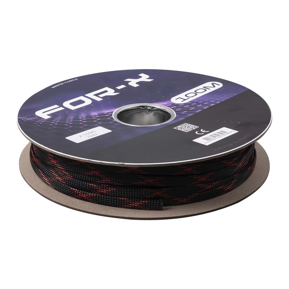 For-x X-110 KS 10mm Kırmızı Siyah Kablo Çorabı 100m