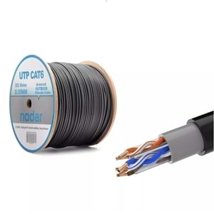 Nodar Nd2000 Utp Cat6 Dışmekan Kablo 23Awg Çift Pvc 4P* 1/0.50Mm Cca 305M Siyah