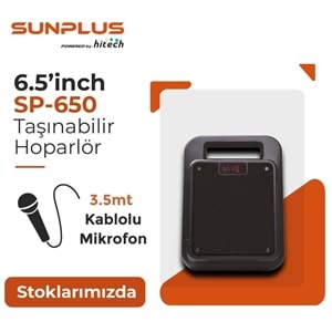 SUNPLUS* SP-650 AKTİF SEYYAR ANFİ 1 EL 16CM 150W BT/USB/SD/AUX/MIC/FM