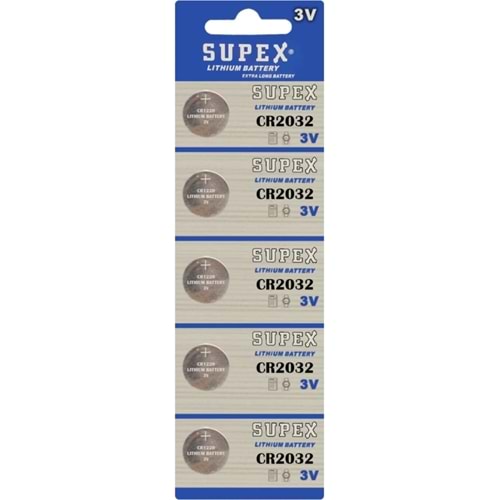SUPEX CR2032 3V Lityum Düğme Pil 5'Lİ Kart