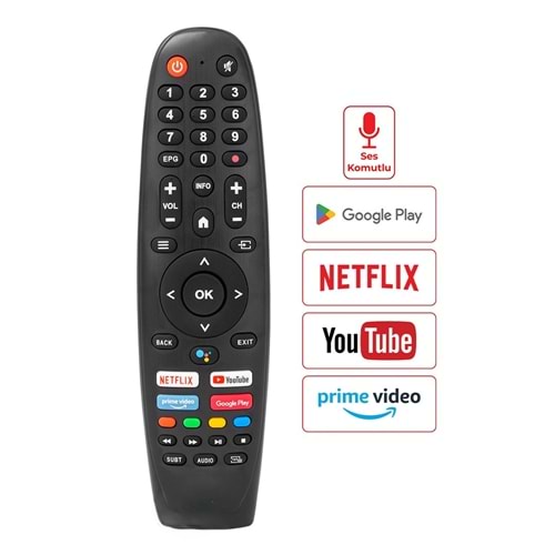 ONVO-PROFİLO-SABA* NETFLIX-YOUTUBE-GOOGLE PLAY-PRIME VIDEO TUŞLU SES KOMUTLU LCD-LED TV KUMANDA
