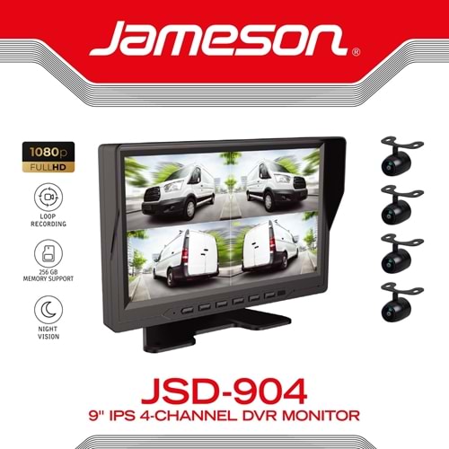 Jameson JSD-904 9 İnç 4 Kanal Araç Kamera