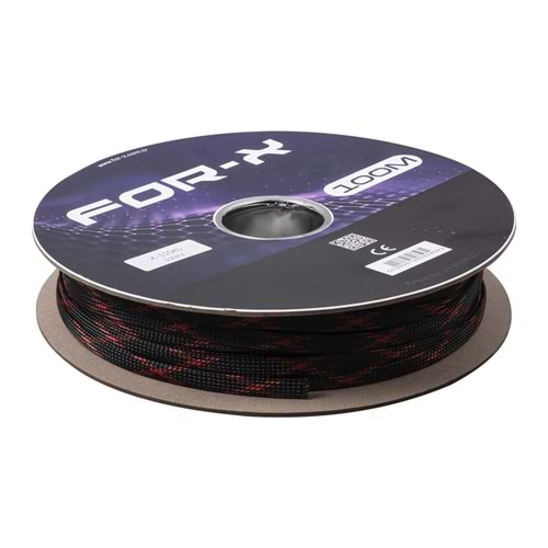 For-x X-110 KS 10mm Kırmızı Siyah Kablo Çorabı 100m