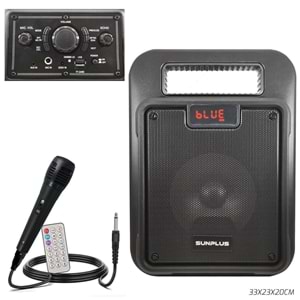 SUNPLUS* SP-650 AKTİF SEYYAR ANFİ 1 EL 16CM 150W BT/USB/SD/AUX/MIC/FM