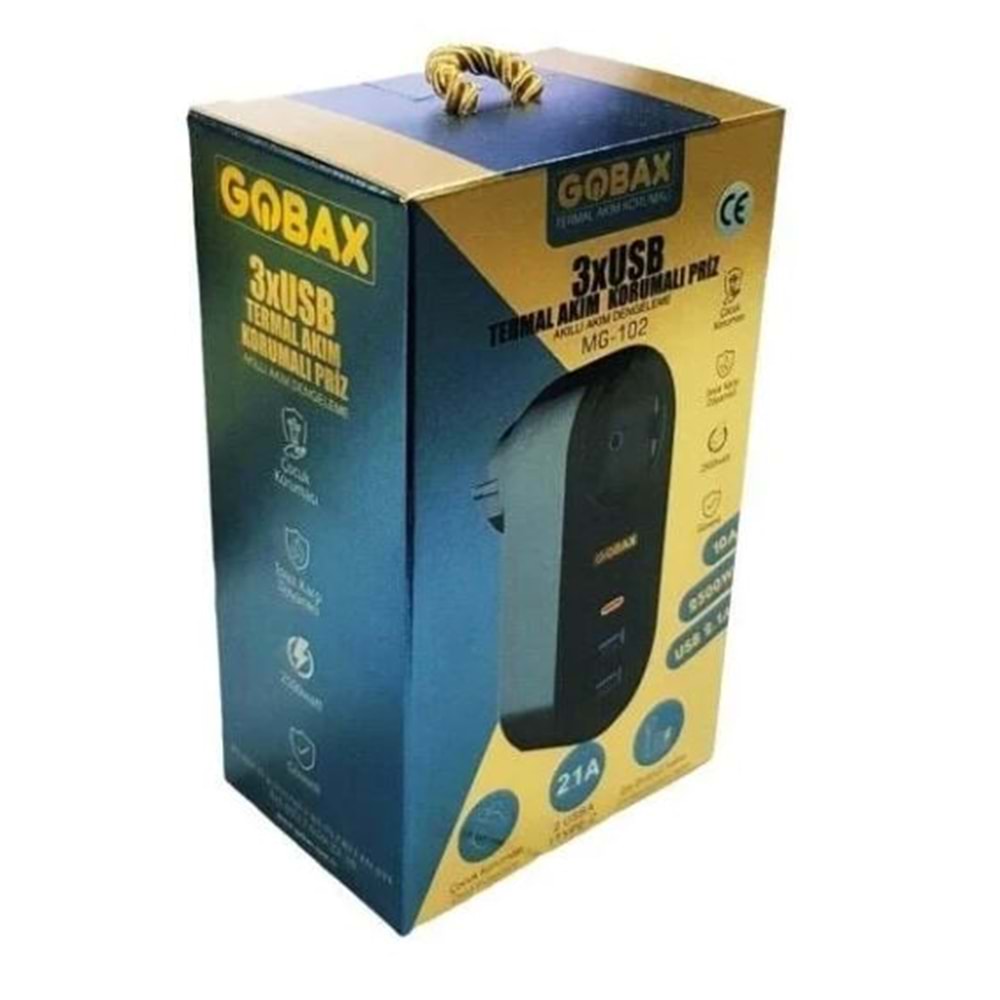 GOBAX AKIM KORUMA 2XUSB 1XTYPE-C TERMAL AKIM KORUMALI PRİZ