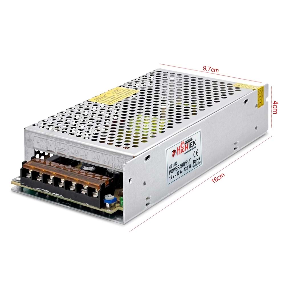 Hightek Metal Kasa Adaptör 12 Volt 10 A