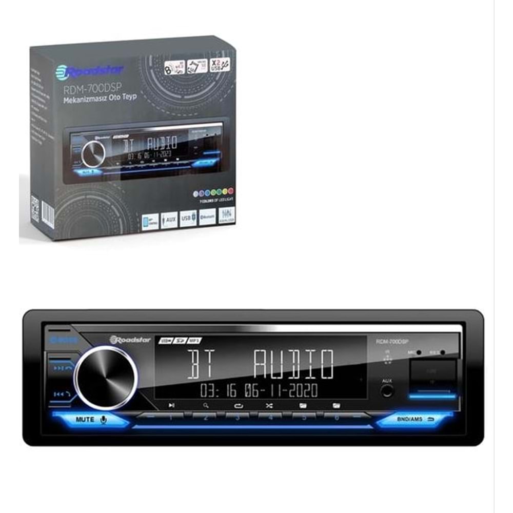 Roadstar RDM-700DSP Bluetooth 2xUSBli Oto Teyp