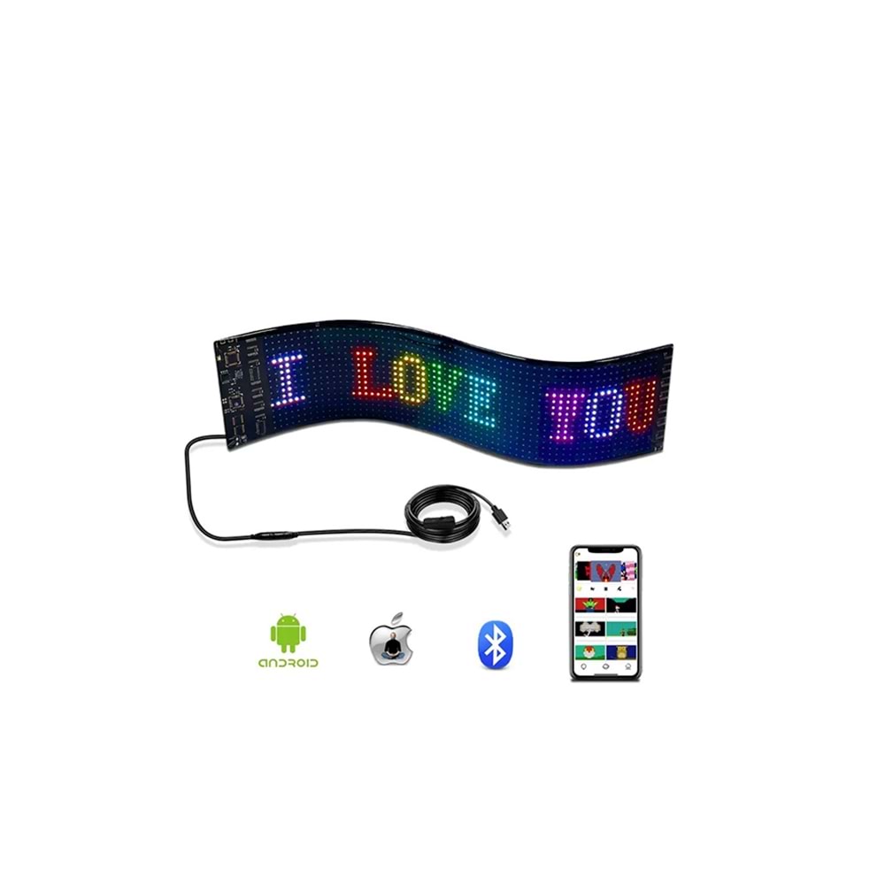 Pixel Led Panel Animasyon Yazı 12X60cm Çok Renkli
