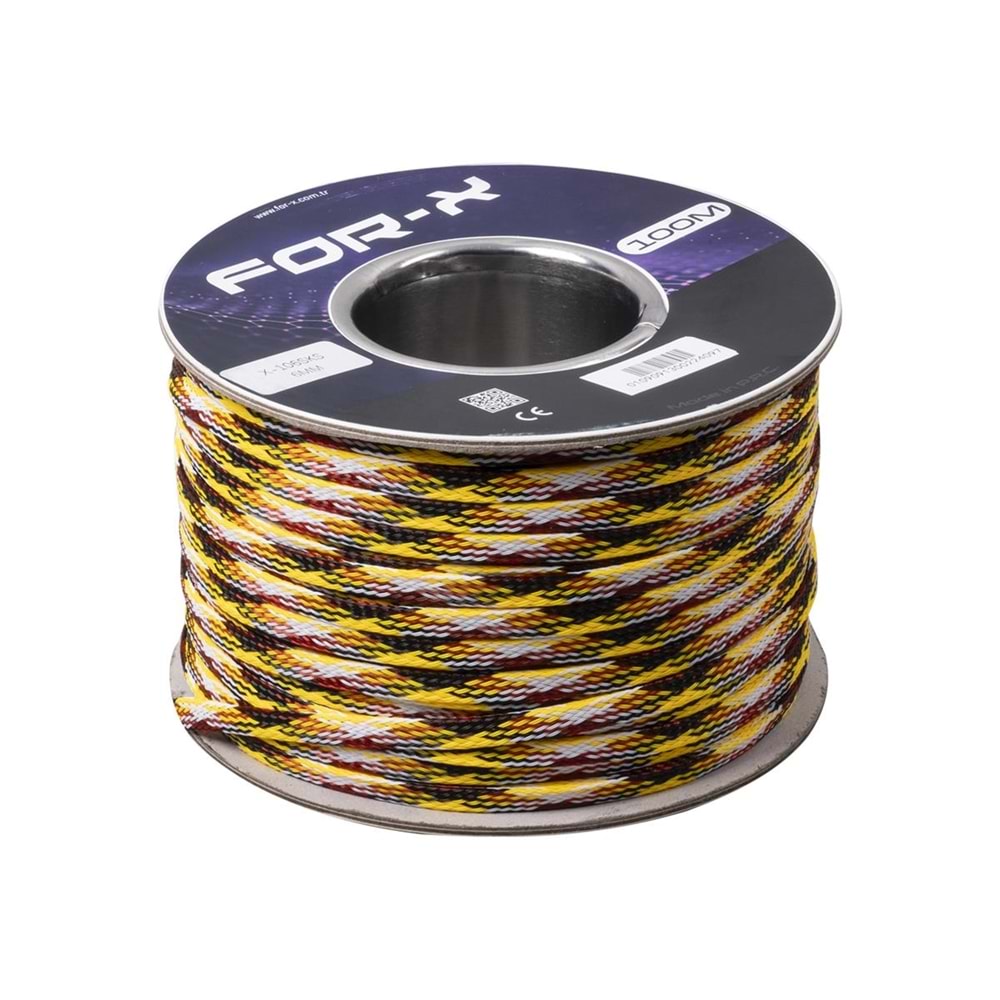 For-x X-106SKS 6mm Sarı Kırmızı Siyah Kablo Çorabı 100m